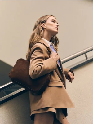 Reserved - Skórzana torebka na ramię - brązowy