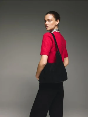 Reserved - Skórzana torebka shopper - czarny