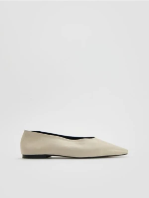 Reserved - Skórzane baleriny - biały