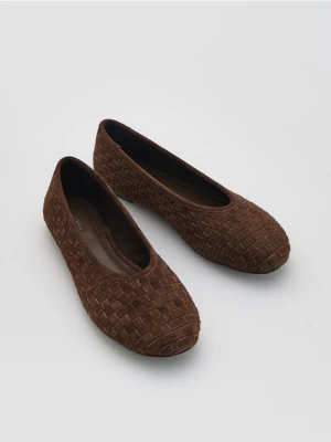 Reserved - Skórzane baleriny - ciemnobrązowy