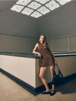 Reserved - Skórzane baleriny z paskiem - czarny