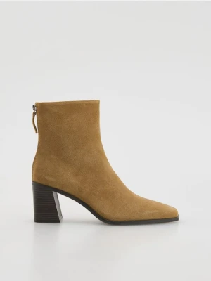 Reserved - Skórzane botki - beżowy