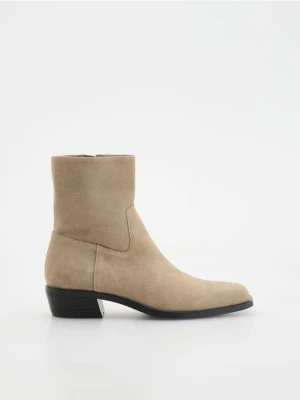 Reserved - Skórzane botki - beżowy