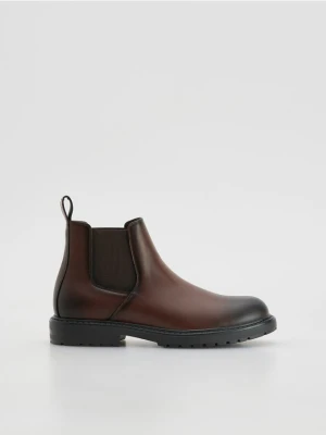 Reserved - Skórzane botki - ciemnobrązowy