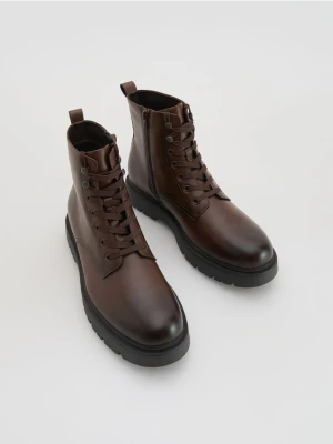 Reserved - Skórzane botki - ciemnobrązowy