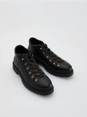 Reserved - Skórzane botki - ciemnobrązowy