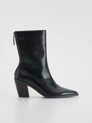 Reserved - Skórzane botki - czarny