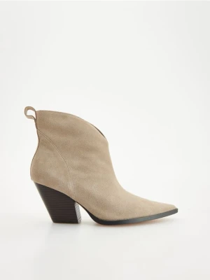 Reserved - Skórzane botki - jasnoszary