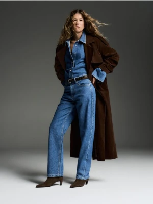 Reserved - Skórzane botki na niskim obcasie - ciemnobrązowy