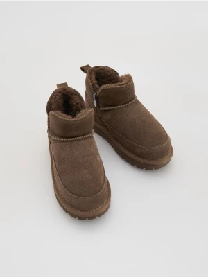 Reserved - Skórzane botki z ociepleniem - brązowy