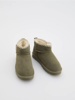 Reserved - Skórzane botki za kostkę - oliwkowy