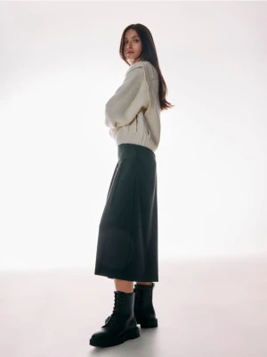 Reserved - Skórzane botki ze sznurowaniem - czarny