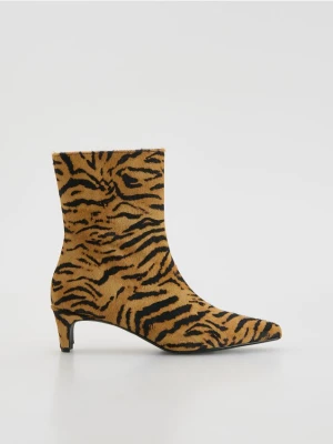 Reserved - Skórzane botki ze zwierzęcym wzorem - wielobarwny