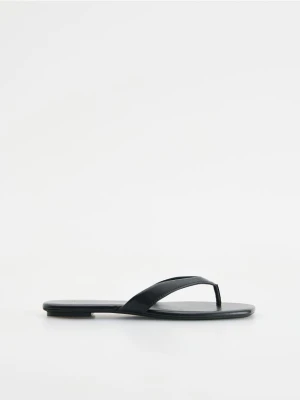 Reserved - Skórzane klapki - czarny