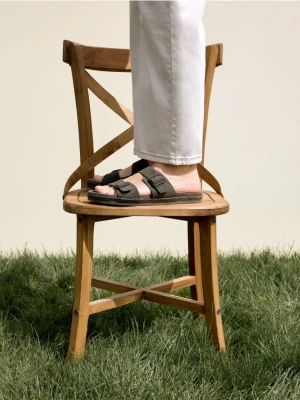 Reserved - Skórzane klapki - jasny zielony