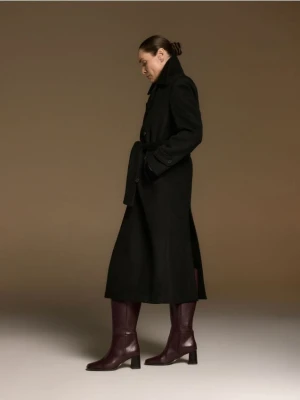 Reserved - Skórzane kozaki na obcasie - mahoniowy