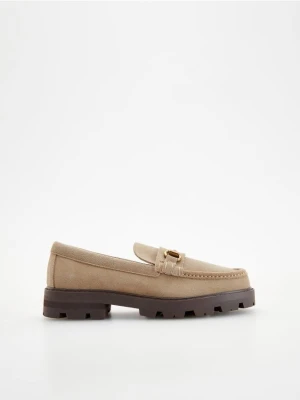 Reserved - Skórzane loafersy - beżowy