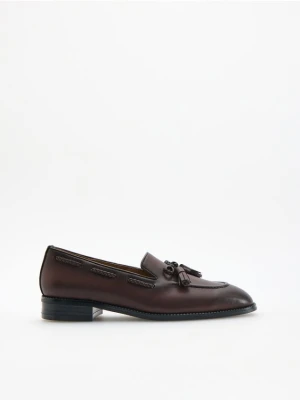 Reserved - Skórzane loafersy - mahoniowy