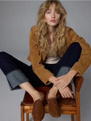 Reserved - Skórzane loafersy z wiązaniem - brązowy