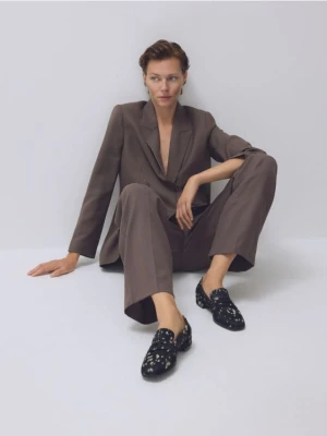 Reserved - Skórzane loafersy z włosem - wielobarwny