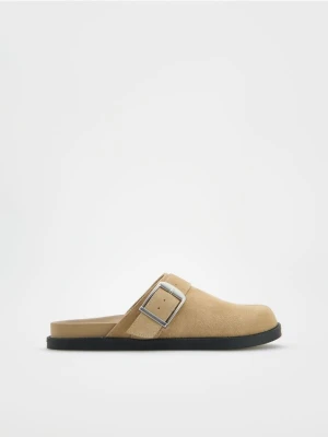 Reserved - Skórzane mule - beżowy