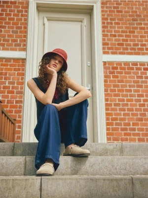 Reserved - Skórzane mule - beżowy