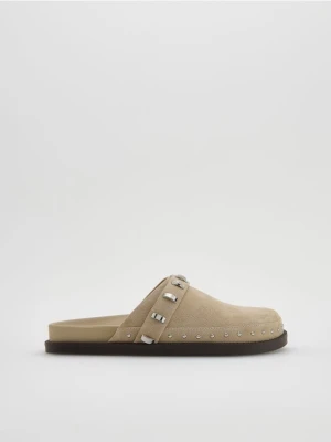 Reserved - Skórzane mule - beżowy