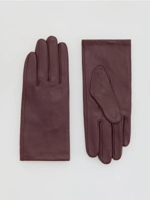 Reserved - Skórzane rękawiczki - bordowy