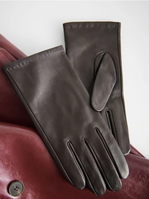 Reserved - Skórzane rękawiczki - ciemnobrązowy