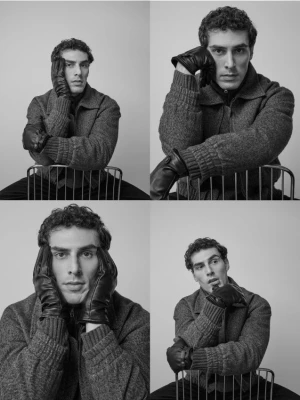 Reserved - Skórzane rękawiczki - czarny