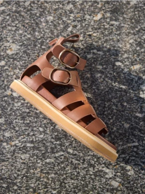 Reserved - Skórzane sandały - beżowy