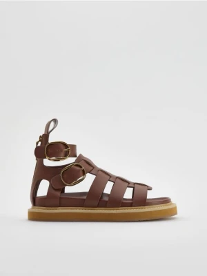 Reserved - Skórzane sandały - beżowy