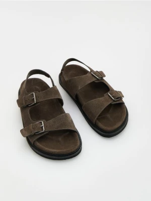 Reserved - Skórzane sandały - ciemnobrązowy