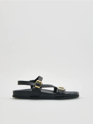 Reserved - Skórzane sandały - czarny
