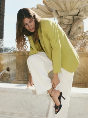 Reserved - Skórzane sandały na obcasie - mahoniowy