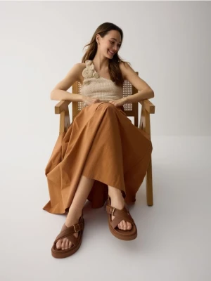 Reserved - Skórzane sandały z klamrami - brązowy