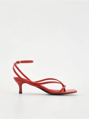 Reserved - Skórzane sandały z pasków - czerwony