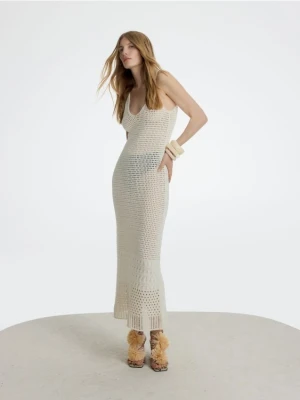 Reserved - Skórzane sandały z pomponami - wielobarwny