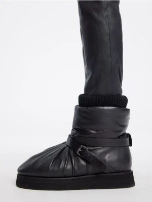 Reserved - Skórzane śniegowce - czarny