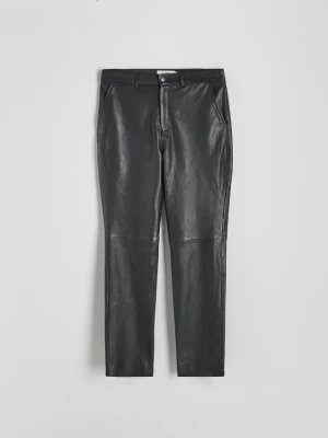 Reserved - Skórzane spodnie regular - czarny