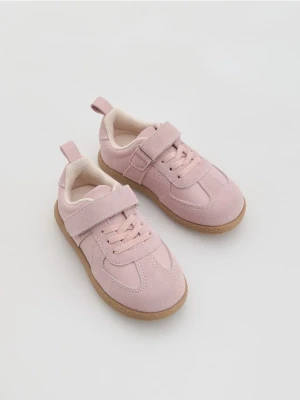 Reserved - Skórzane trampki - pastelowy róż
