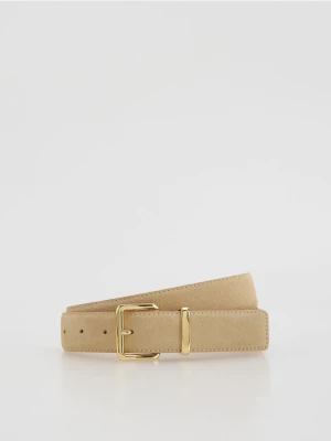 Reserved - Skórzany pasek - beżowy