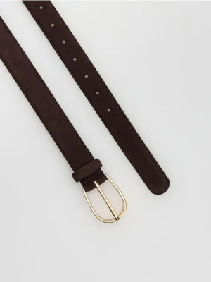 Reserved - Skórzany pasek - ciemnobrązowy