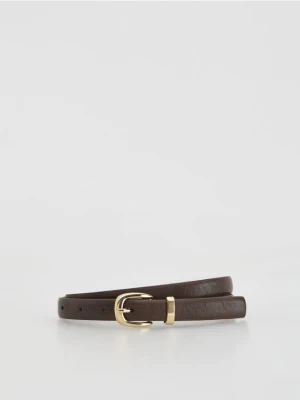 Reserved - Skórzany pasek z klamrą - brązowy