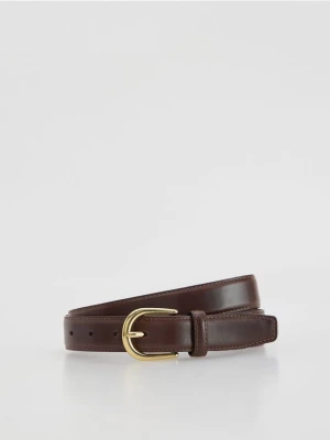 Reserved - Skórzany pasek z klamrą - ciemnobrązowy