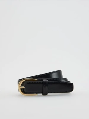 Reserved - Skórzany pasek z klamrą - czarny