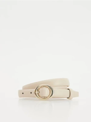 Reserved - Skórzany pasek z klamrą - kremowy