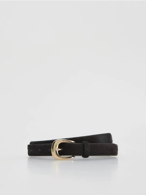 Reserved - Skórzany pasek z włosiem - ciemnobrązowy