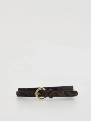 Reserved - Skórzany pasek z włosiem - wielobarwny