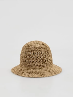 Reserved - Słomkowy kapelusz bucket - kremowy